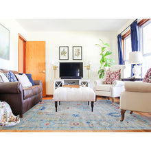 Load image into Gallery viewer, 8&#39;4&quot;x9&#39;8&quot; Cloud Gray, Natural Dyes Soft Wool, Hand Knotted Afghan Angora Oushak With Colorful Motifs, Oriental Rug FWR444132