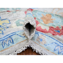 Load image into Gallery viewer, 8&#39;4&quot;x9&#39;8&quot; Cloud Gray, Natural Dyes Soft Wool, Hand Knotted Afghan Angora Oushak With Colorful Motifs, Oriental Rug FWR444132