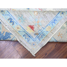 Load image into Gallery viewer, 8&#39;4&quot;x9&#39;8&quot; Cloud Gray, Natural Dyes Soft Wool, Hand Knotted Afghan Angora Oushak With Colorful Motifs, Oriental Rug FWR444132