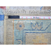 Load image into Gallery viewer, 8&#39;4&quot;x9&#39;8&quot; Cloud Gray, Natural Dyes Soft Wool, Hand Knotted Afghan Angora Oushak With Colorful Motifs, Oriental Rug FWR444132