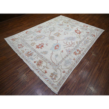 Load image into Gallery viewer, 7&#39;8&quot;x10&#39;2&quot; Ivory, Hand Knotted Afghan Angora Oushak With Soft Colors, Natural Dyes Pure Wool, Oriental Rug FWR444150
