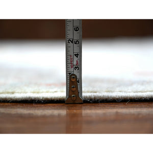 7'8"x10'2" Ivory, Hand Knotted Afghan Angora Oushak With Soft Colors, Natural Dyes Pure Wool, Oriental Rug FWR444150