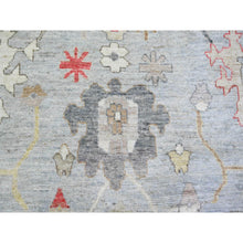 Load image into Gallery viewer, 11&#39;9&quot;x14&#39; Steel Gray, Pure Wool Hand Knotted, Afghan Angora Oushak with All Over Pattern Natural Dyes, Squarish Oriental Rug FWR444246