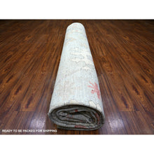 Load image into Gallery viewer, 11&#39;9&quot;x14&#39; Steel Gray, Pure Wool Hand Knotted, Afghan Angora Oushak with All Over Pattern Natural Dyes, Squarish Oriental Rug FWR444246