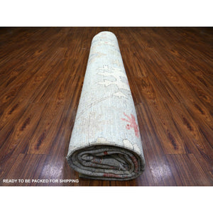 11'9"x14' Steel Gray, Pure Wool Hand Knotted, Afghan Angora Oushak with All Over Pattern Natural Dyes, Squarish Oriental Rug FWR444246