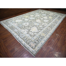 Load image into Gallery viewer, 11&#39;9&quot;x17&#39;6&quot; Camouflage Gray, Natural Dyes Afghan Angora Oushak With Floral Motifs, Extra Soft Wool Hand Knotted, Oversized Oriental Rug FWR444258