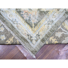 Load image into Gallery viewer, 11&#39;9&quot;x17&#39;6&quot; Camouflage Gray, Natural Dyes Afghan Angora Oushak With Floral Motifs, Extra Soft Wool Hand Knotted, Oversized Oriental Rug FWR444258