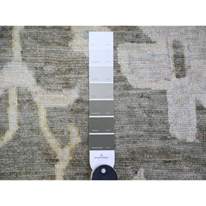 11'9"x17'6" Camouflage Gray, Natural Dyes Afghan Angora Oushak With Floral Motifs, Extra Soft Wool Hand Knotted, Oversized Oriental Rug FWR444258
