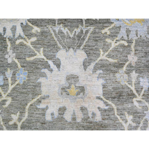 11'9"x17'6" Camouflage Gray, Natural Dyes Afghan Angora Oushak With Floral Motifs, Extra Soft Wool Hand Knotted, Oversized Oriental Rug FWR444258
