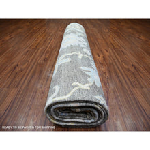 Load image into Gallery viewer, 11&#39;9&quot;x17&#39;6&quot; Camouflage Gray, Natural Dyes Afghan Angora Oushak With Floral Motifs, Extra Soft Wool Hand Knotted, Oversized Oriental Rug FWR444258