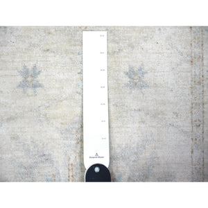 2'4"x11'7" Ivory, White Wash Peshawar With Large Geometric Motifs Natural Dyes, Pure Wool Hand Knotted, Runner Oriental Rug FWR444414