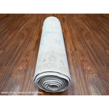 Load image into Gallery viewer, 2&#39;4&quot;x11&#39;7&quot; Ivory, White Wash Peshawar With Large Geometric Motifs Natural Dyes, Pure Wool Hand Knotted, Runner Oriental Rug FWR444414