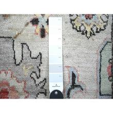 Load image into Gallery viewer, 4&#39;1&quot;x9&#39;6&quot; Cloud Gray, Afghan Angora Oushak With Colorful Leaf Design, Hand Knotted, Pure Wool, Natural Dyes, Wide Runner Oriental Rug FWR444438