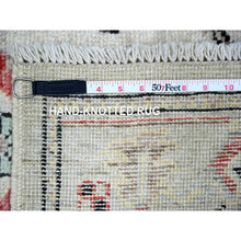 Load image into Gallery viewer, 4&#39;1&quot;x9&#39;6&quot; Cloud Gray, Afghan Angora Oushak With Colorful Leaf Design, Hand Knotted, Pure Wool, Natural Dyes, Wide Runner Oriental Rug FWR444438