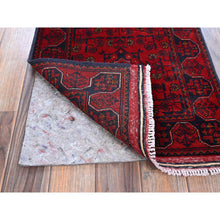 Load image into Gallery viewer, 1&#39;9&quot;x4&#39;9&quot; Crimson Red, Soft Wool, Afghan Khamyab With Geometric Pattern, Hand Knotted, Vegetable Dyes, Short &amp; Narrow Runner, Oriental Rug FWR4440