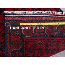 Load image into Gallery viewer, 1&#39;9&quot;x4&#39;9&quot; Crimson Red, Soft Wool, Afghan Khamyab With Geometric Pattern, Hand Knotted, Vegetable Dyes, Short &amp; Narrow Runner, Oriental Rug FWR4440