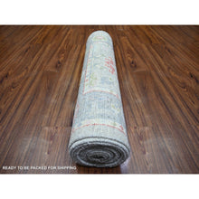 Load image into Gallery viewer, 2&#39;9&quot;x13&#39;7&quot; Coin Gray, Afghan Angora Oushak With All Over Leaf Design, Hand Knotted, Natural Dyes, Pure Wool Oriental Runner Rug FWR444642