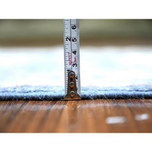 Load image into Gallery viewer, 2&#39;10&quot;x11&#39;10&quot; Aegean Blue, Afghan Angora Oushak with Large Leaf Design, Pure Wool, Natural Dyes, Hand Knotted Runner Oriental Rug FWR444648