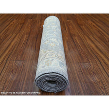 Load image into Gallery viewer, 2&#39;7&quot;x9&#39;6&quot; Aegean Blue, Finer Peshawar With All Over Design, Natural Dyes, Extra Soft Wool, Hand Knotted, Runner Oriental Rug FWR444810