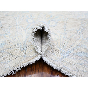 8'7"x11'5" Timberwolf Gray, Stone Washed Peshawar With Subtle Design, Vegetable Dyes, 100% Wool, Hand Knotted, Oriental Rug FWR444864