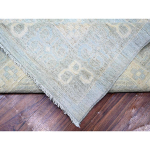 11'8"x14'5" Beau Blue, Stone Wash Samarkand With Pomegranate Design Vegetable Dyes, Soft Wool Hand Knotted, Oversized Oriental Rug FWR444876
