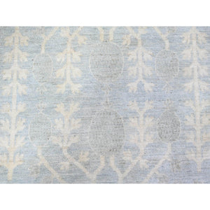 11'8"x14'5" Beau Blue, Stone Wash Samarkand With Pomegranate Design Vegetable Dyes, Soft Wool Hand Knotted, Oversized Oriental Rug FWR444876