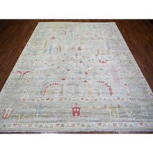 Load image into Gallery viewer, 8&#39;2&quot;x9&#39;8&quot; Goose Gray, Afghan Angora Oushak With Cypress And Willow Tree Design Natural Dyes, Soft Wool Hand Knotted, Oriental Rug FWR444948