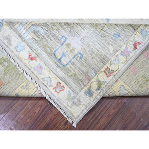 8'2"x9'8" Goose Gray, Afghan Angora Oushak With Cypress And Willow Tree Design Natural Dyes, Soft Wool Hand Knotted, Oriental Rug FWR444948
