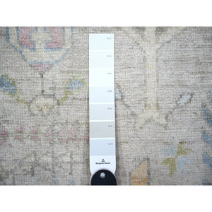 8'2"x9'8" Goose Gray, Afghan Angora Oushak With Cypress And Willow Tree Design Natural Dyes, Soft Wool Hand Knotted, Oriental Rug FWR444948