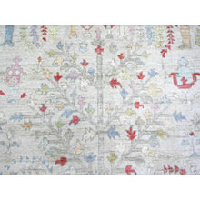Load image into Gallery viewer, 8&#39;2&quot;x9&#39;8&quot; Goose Gray, Afghan Angora Oushak With Cypress And Willow Tree Design Natural Dyes, Soft Wool Hand Knotted, Oriental Rug FWR444948