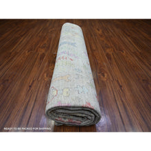 Load image into Gallery viewer, 8&#39;2&quot;x9&#39;8&quot; Goose Gray, Afghan Angora Oushak With Cypress And Willow Tree Design Natural Dyes, Soft Wool Hand Knotted, Oriental Rug FWR444948