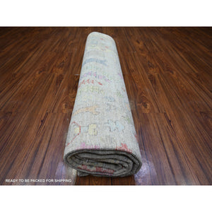 8'2"x9'8" Goose Gray, Afghan Angora Oushak With Cypress And Willow Tree Design Natural Dyes, Soft Wool Hand Knotted, Oriental Rug FWR444948