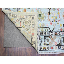 Load image into Gallery viewer, 4&#39;1&quot;x10&#39; Sky Blue, Natural Dyes Afghan Angora Oushak With Colorful Pattern, 100% Wool Hand Knotted, Runner Oriental Rug FWR444984