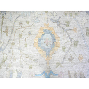 12'x17'2" Beige, Natural Dyes Afghan Angora Oushak with All Over Vines, Extra Soft Wool Hand Knotted, Oversized Oriental Rug FWR445002