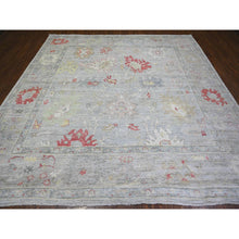 Load image into Gallery viewer, 9&#39;10&quot;x9&#39;10&quot; Steel Blue, Hand Knotted 100% Wool, Natural Dyes Afghan Angora Oushak With Soft Colors, Square Oriental Rug FWR445032