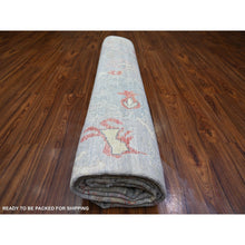 Load image into Gallery viewer, 9&#39;10&quot;x9&#39;10&quot; Steel Blue, Hand Knotted 100% Wool, Natural Dyes Afghan Angora Oushak With Soft Colors, Square Oriental Rug FWR445032