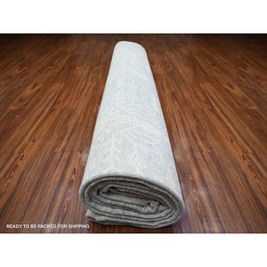 12'x14'3" Marian Blue, Stone Washed Peshawar Natural Dyes, Pure Wool Hand Knotted, Oversized Oriental Rug FWR445062