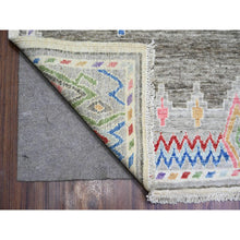 Load image into Gallery viewer, 9&#39;9&quot;x13&#39;6&quot; Ash Gray, Finer Peshawar With With Intricate Geometric Motifs Natural Dyes, 100% Wool Hand Knotted, Oriental Rug FWR445080