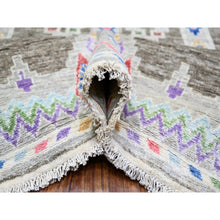 Load image into Gallery viewer, 9&#39;9&quot;x13&#39;6&quot; Ash Gray, Finer Peshawar With With Intricate Geometric Motifs Natural Dyes, 100% Wool Hand Knotted, Oriental Rug FWR445080