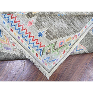 9'9"x13'6" Ash Gray, Finer Peshawar With With Intricate Geometric Motifs Natural Dyes, 100% Wool Hand Knotted, Oriental Rug FWR445080