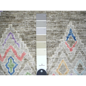 9'9"x13'6" Ash Gray, Finer Peshawar With With Intricate Geometric Motifs Natural Dyes, 100% Wool Hand Knotted, Oriental Rug FWR445080