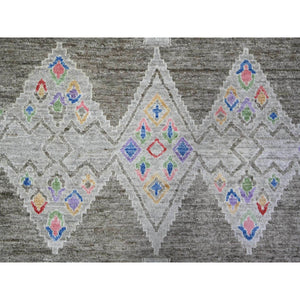 9'9"x13'6" Ash Gray, Finer Peshawar With With Intricate Geometric Motifs Natural Dyes, 100% Wool Hand Knotted, Oriental Rug FWR445080