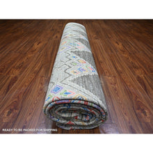 Load image into Gallery viewer, 9&#39;9&quot;x13&#39;6&quot; Ash Gray, Finer Peshawar With With Intricate Geometric Motifs Natural Dyes, 100% Wool Hand Knotted, Oriental Rug FWR445080