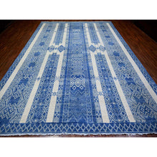 Load image into Gallery viewer, 9&#39;8&quot;x13&#39;5&quot; Steel Blue, Pure Wool Hand Knotted, Natural Dyes Finer Peshawar With Intricate Geometric Motifs, Oriental Rug FWR445086