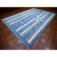 Load image into Gallery viewer, 9&#39;8&quot;x13&#39;5&quot; Steel Blue, Pure Wool Hand Knotted, Natural Dyes Finer Peshawar With Intricate Geometric Motifs, Oriental Rug FWR445086