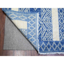 Load image into Gallery viewer, 9&#39;8&quot;x13&#39;5&quot; Steel Blue, Pure Wool Hand Knotted, Natural Dyes Finer Peshawar With Intricate Geometric Motifs, Oriental Rug FWR445086
