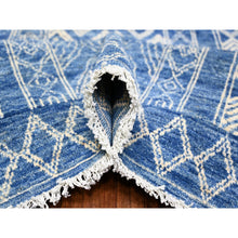 Load image into Gallery viewer, 9&#39;8&quot;x13&#39;5&quot; Steel Blue, Pure Wool Hand Knotted, Natural Dyes Finer Peshawar With Intricate Geometric Motifs, Oriental Rug FWR445086