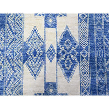 Load image into Gallery viewer, 9&#39;8&quot;x13&#39;5&quot; Steel Blue, Pure Wool Hand Knotted, Natural Dyes Finer Peshawar With Intricate Geometric Motifs, Oriental Rug FWR445086