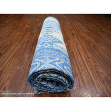 Load image into Gallery viewer, 9&#39;8&quot;x13&#39;5&quot; Steel Blue, Pure Wool Hand Knotted, Natural Dyes Finer Peshawar With Intricate Geometric Motifs, Oriental Rug FWR445086