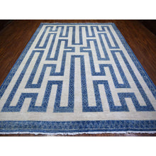 Load image into Gallery viewer, 9&#39;1&quot;x11&#39;8&quot; Denim Blue, Pure Wool Hand Knotted, Finer Peshawar With Intricate Geometric Motifs Maze Design Natural Dyes, Oriental Rug FWR445110